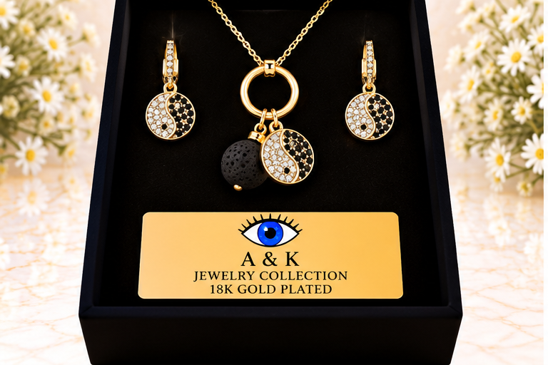 Yin Yang Necklace/Earring Set