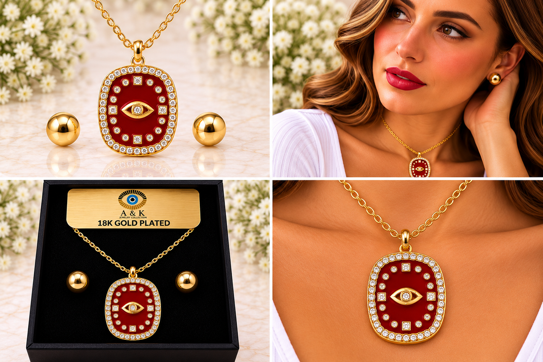 Enamel Eye Necklace Set