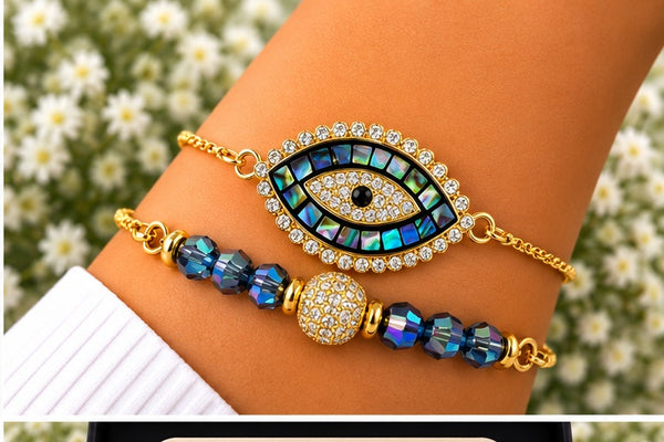 Multi-Color Evil Eye Cubic Zirconia Bracelet – 18K Gold Plated