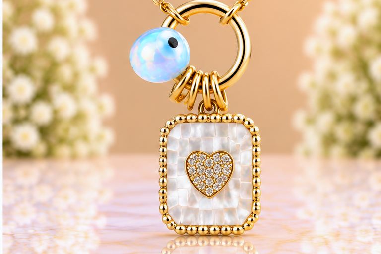 White Heart Necklace & Earring Set