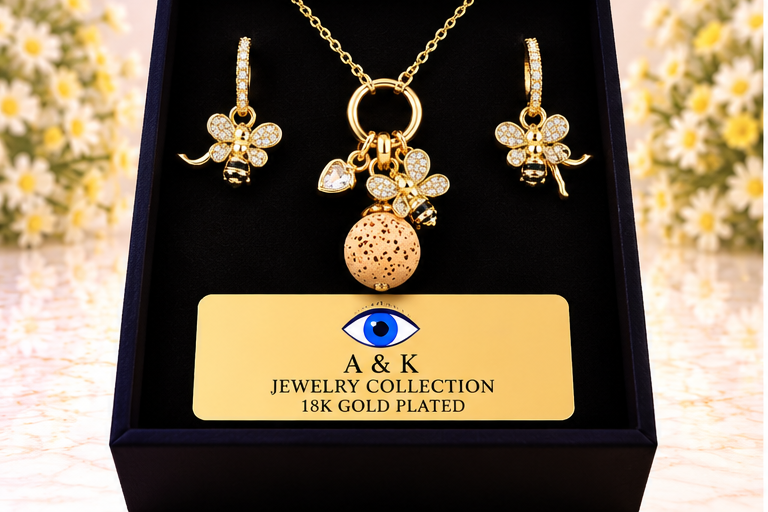 Bee Black Necklace & Earring Set