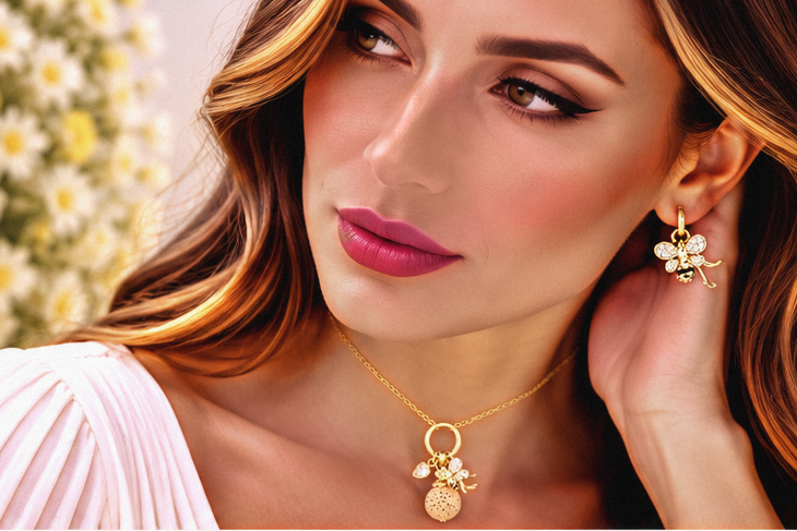 Bee Black Necklace & Earring Set