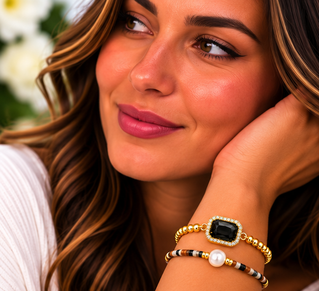 Smoky Crystal Bracelet Set