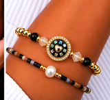 Circle, Shell and Heart Bracelet Set – 18K Gold Plated Multi-Color