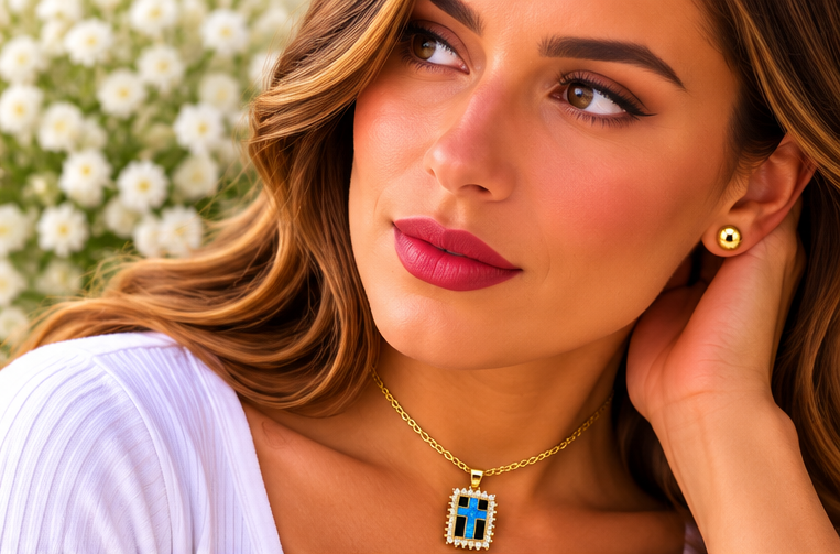 Zirconia Cross Necklace Set