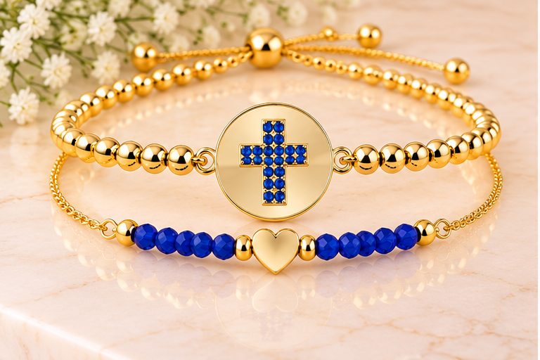 Round Cross Cubic- 18K Gold Plated