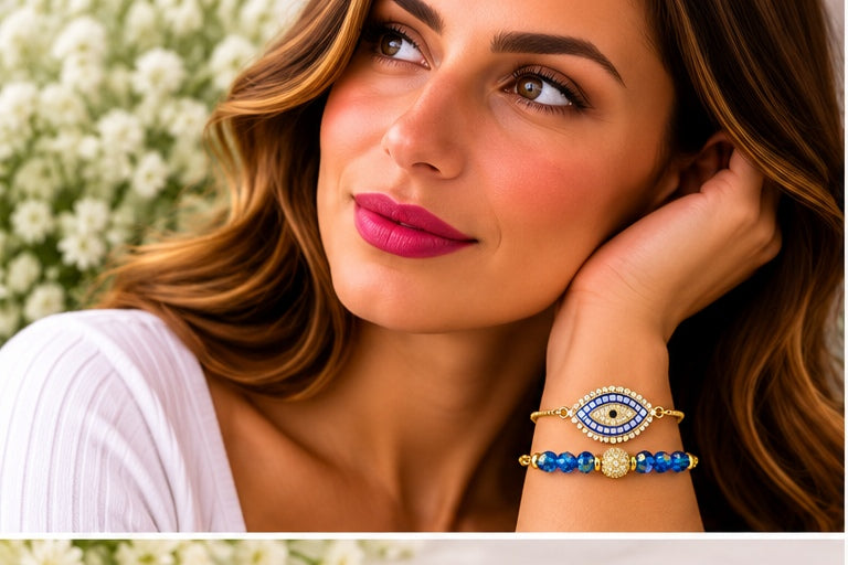 Blue Evil Eye Cubic- 18K Gold Plated