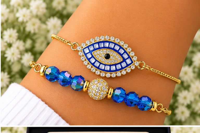 Blue Evil Eye Cubic- 18K Gold Plated