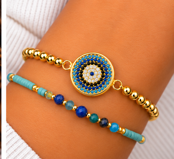 Circle Eye Bracelet Set – 18K Gold Plated