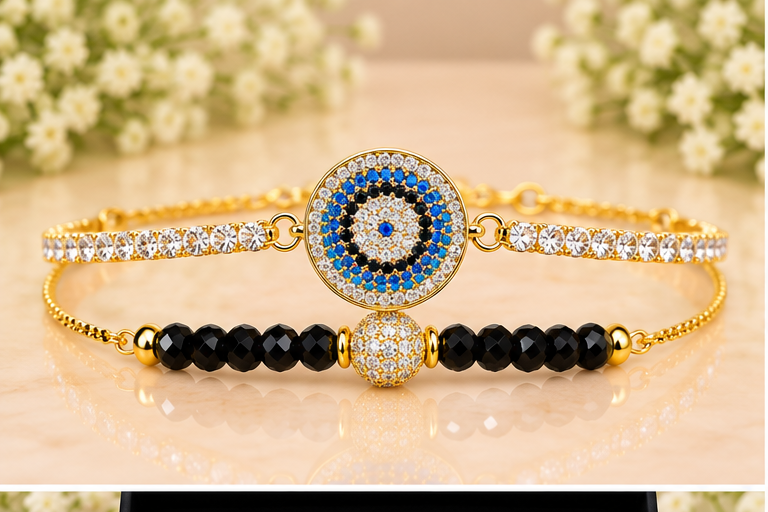 Blue Eye Black Cubic Zirconia Bracelet