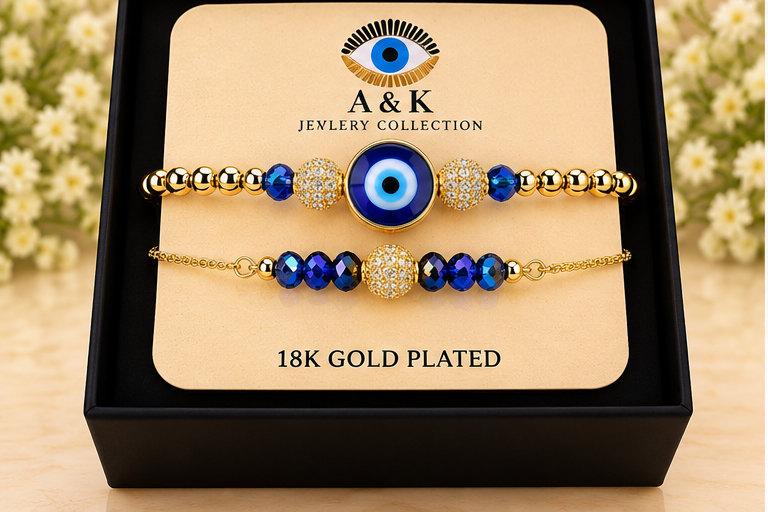 Blue & White Eye Cubic Zirconia Bracelet