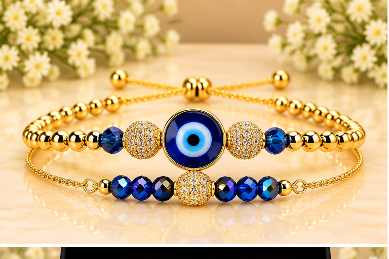Blue & White Eye Cubic Zirconia Bracelet