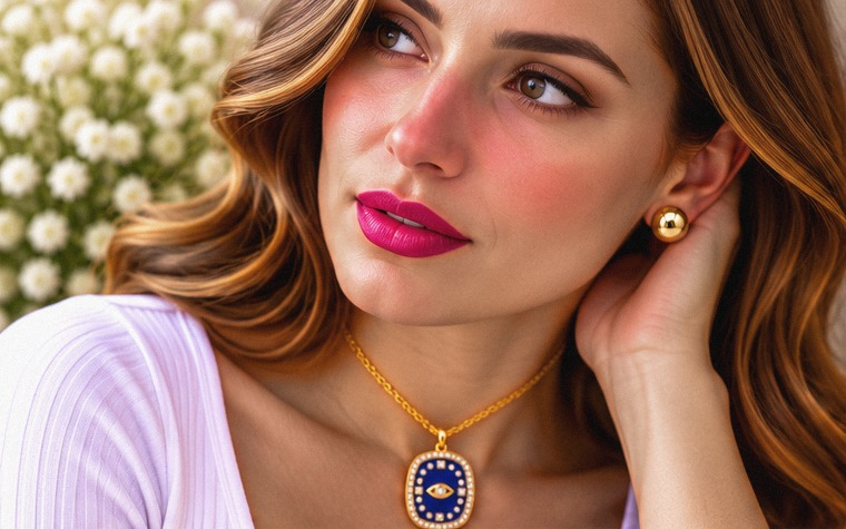 Enamel Eye Necklace & Earring Set