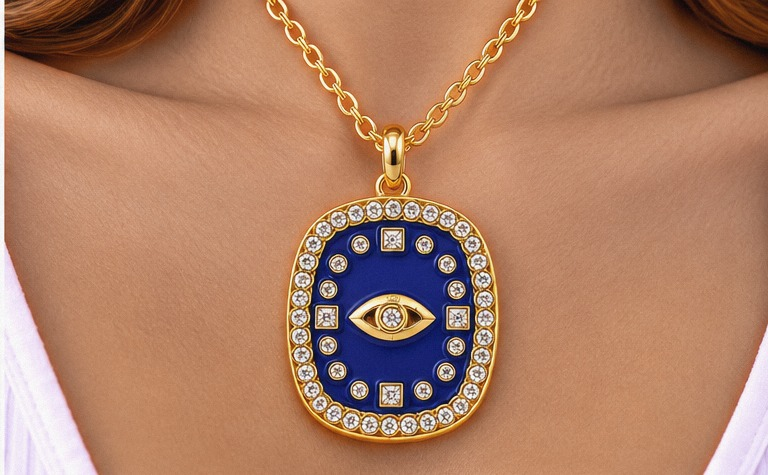 Enamel Eye Necklace & Earring Set