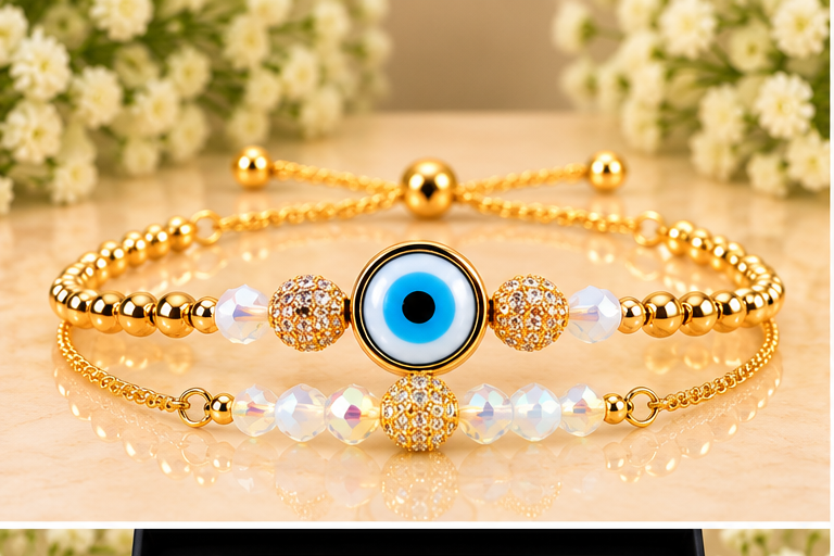 Blue & White Eye Cubic Zirconia Bracelet
