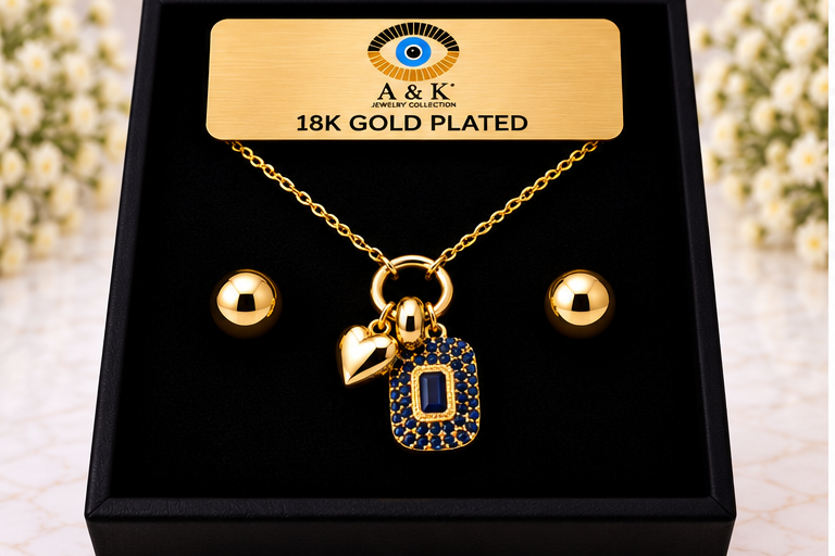 Rectangular Zircon Necklace Set
