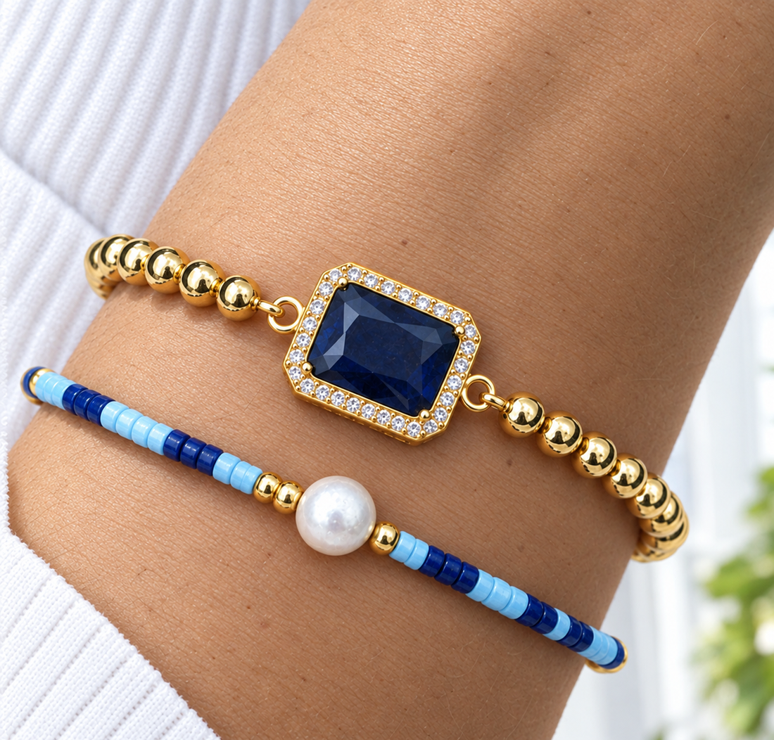 Blue Zircon Bracelet Set