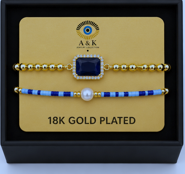Blue Zircon Bracelet Set