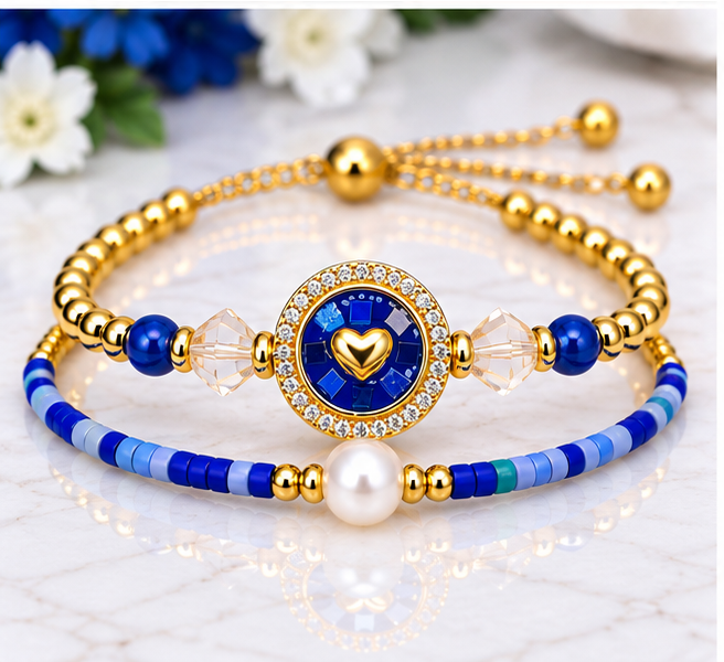 Circle, Shell and Heart Bracelet Set
