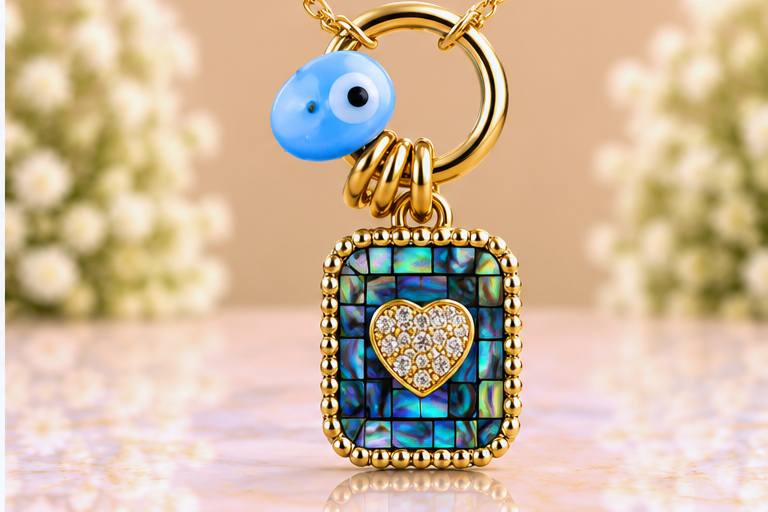 Blue Mosaic Necklace & Earring Set