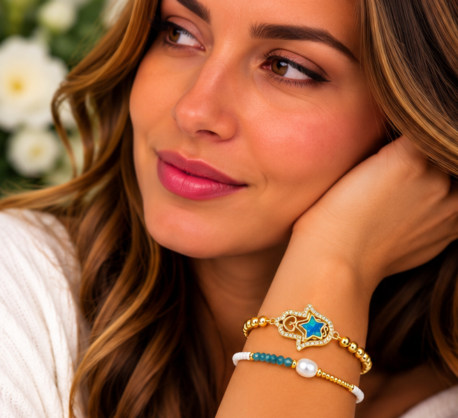 Hamsa and Star Bracelet Set