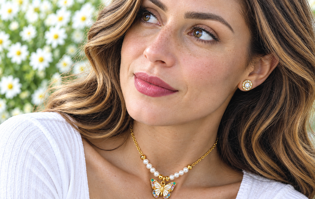 Multicolor Butterfly Necklace & Earring Set