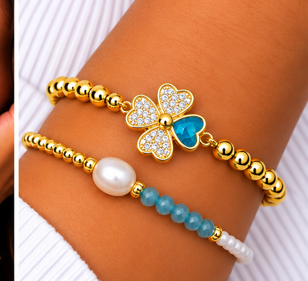 Clover Bracelet Set – 18K Gold Plated