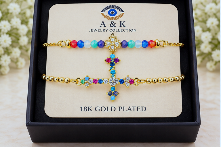 Multicolored Cross Cubic Zirconia Bracelet