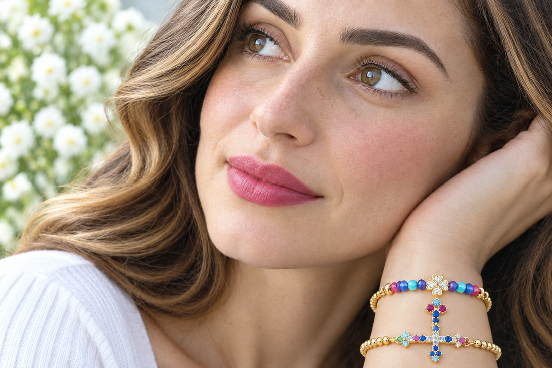 Multicolored Cross Cubic Zirconia Bracelet