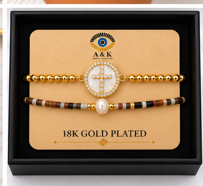 Shell Cross Bracelet Set