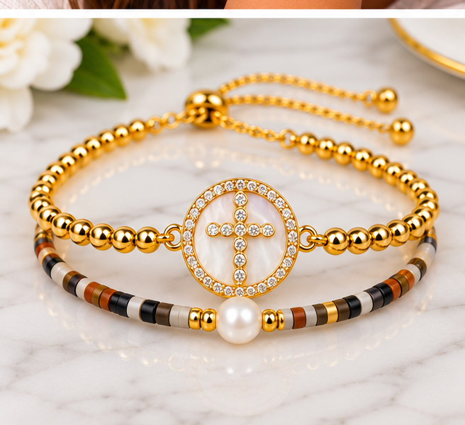 Shell Cross Bracelet Set