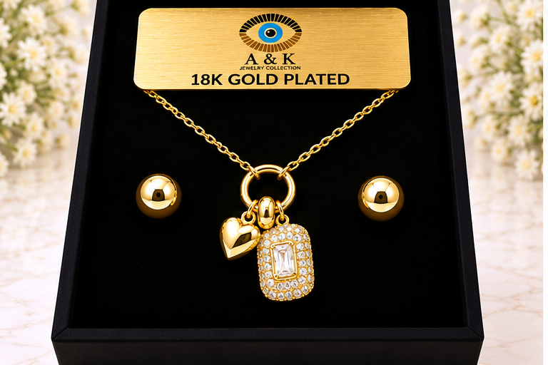 Rectangular Zircon Necklace Set