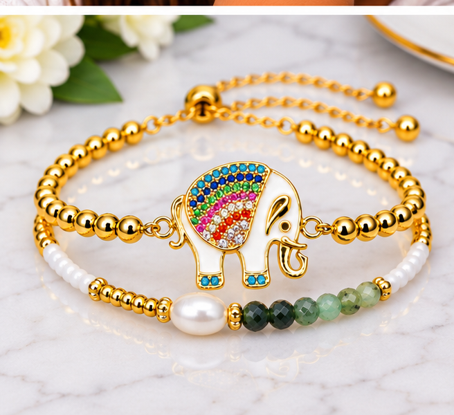 Multicolor Elephant Bracelet Set