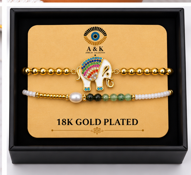 Multicolor Elephant Bracelet Set
