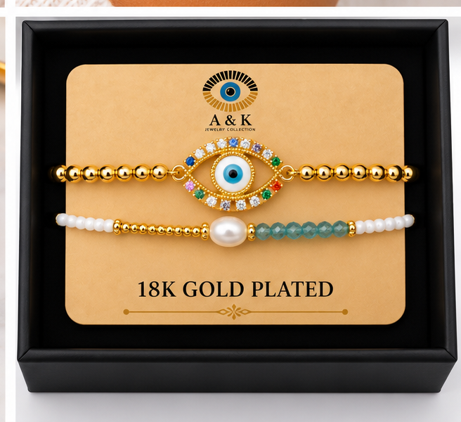 Multicolor Oval Eye Bracelet Set