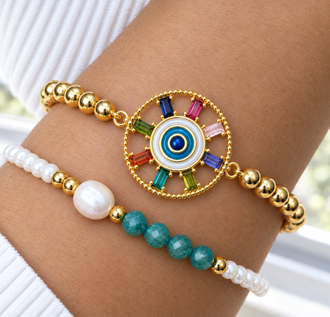 Multicolor Circle Eye Bracelet Set