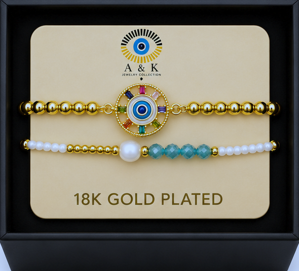 Multicolor Circle Eye Bracelet Set