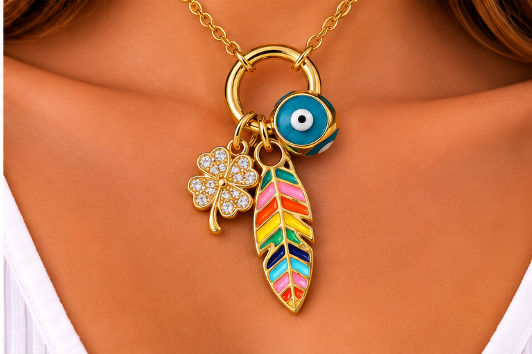 Leaf and Clover Necklace Set
