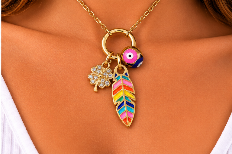 Leaf and Clover Necklace Set