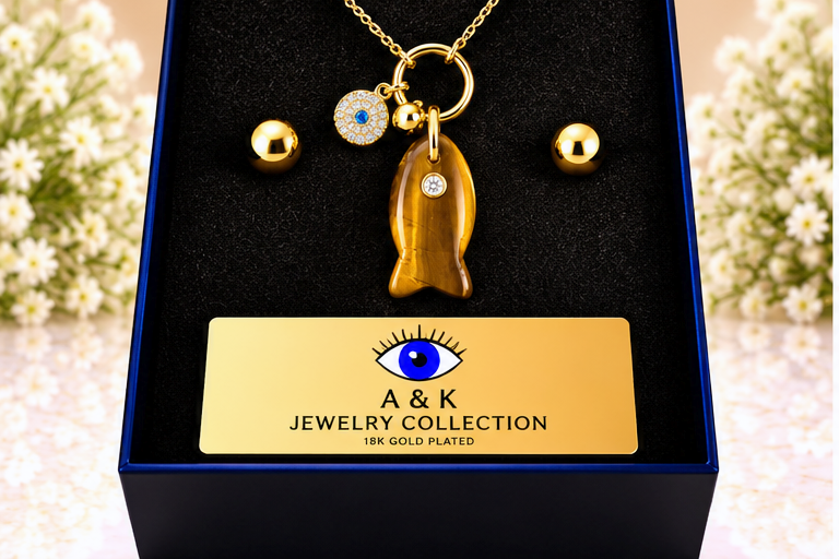 Fish with Eye Necklace & Earring Set
