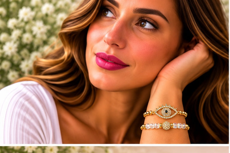 White Evil Eye Cubic- 18K Gold Plated