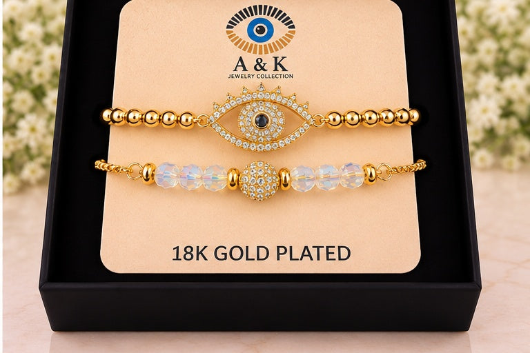 White Evil Eye Cubic- 18K Gold Plated
