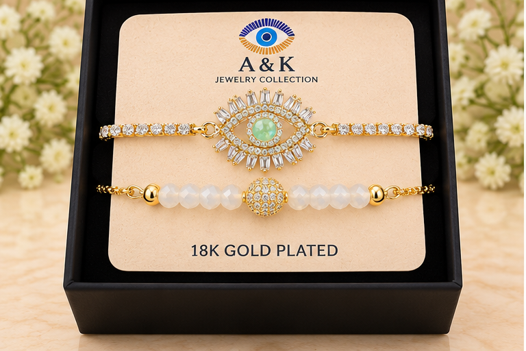 Hamsa Green Eye Cubic Zirconia Bracelet