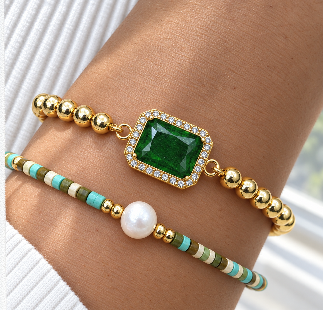 Green Zircon Bracelet Set