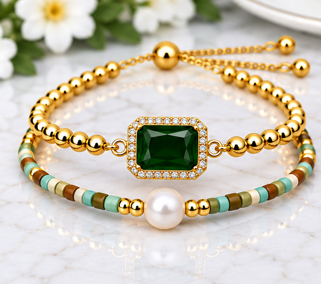 Green Zircon Bracelet Set