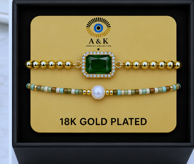 Green Zircon Bracelet Set