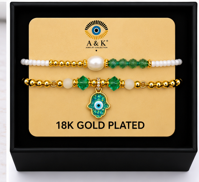Resin Hamsa Bracelet Set