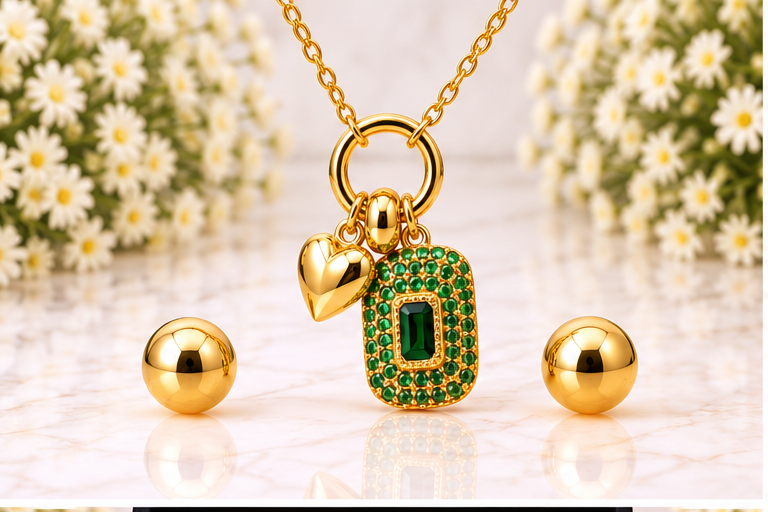 Rectangular Zircon Necklace Set