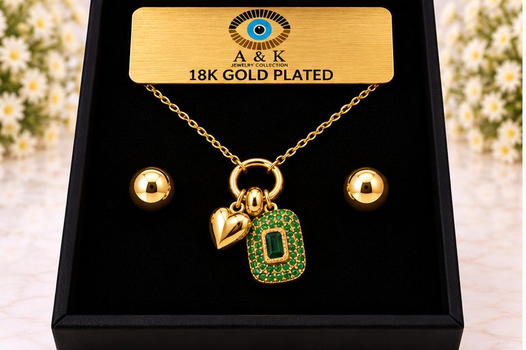 Rectangular Zircon Necklace Set