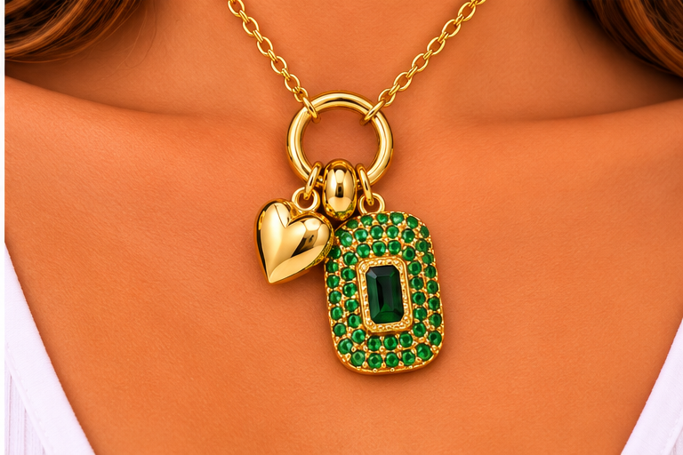 Rectangular Zircon Necklace Set